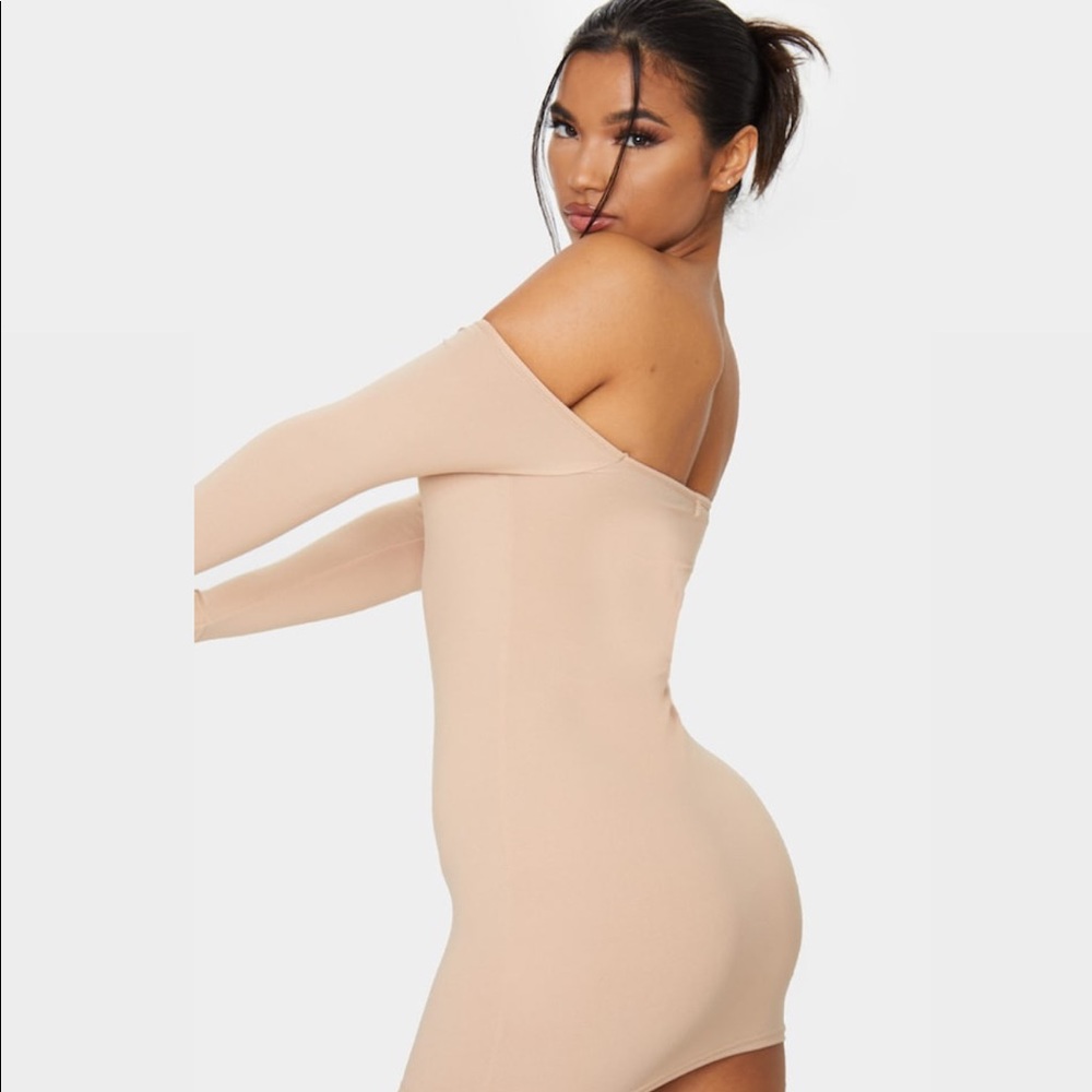 Stone Bardot Bodycon Dress